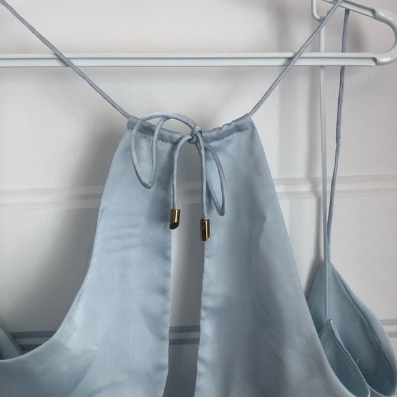 DYNAMITE Ruffled Hem Blue Dress - Picture 4 of 8